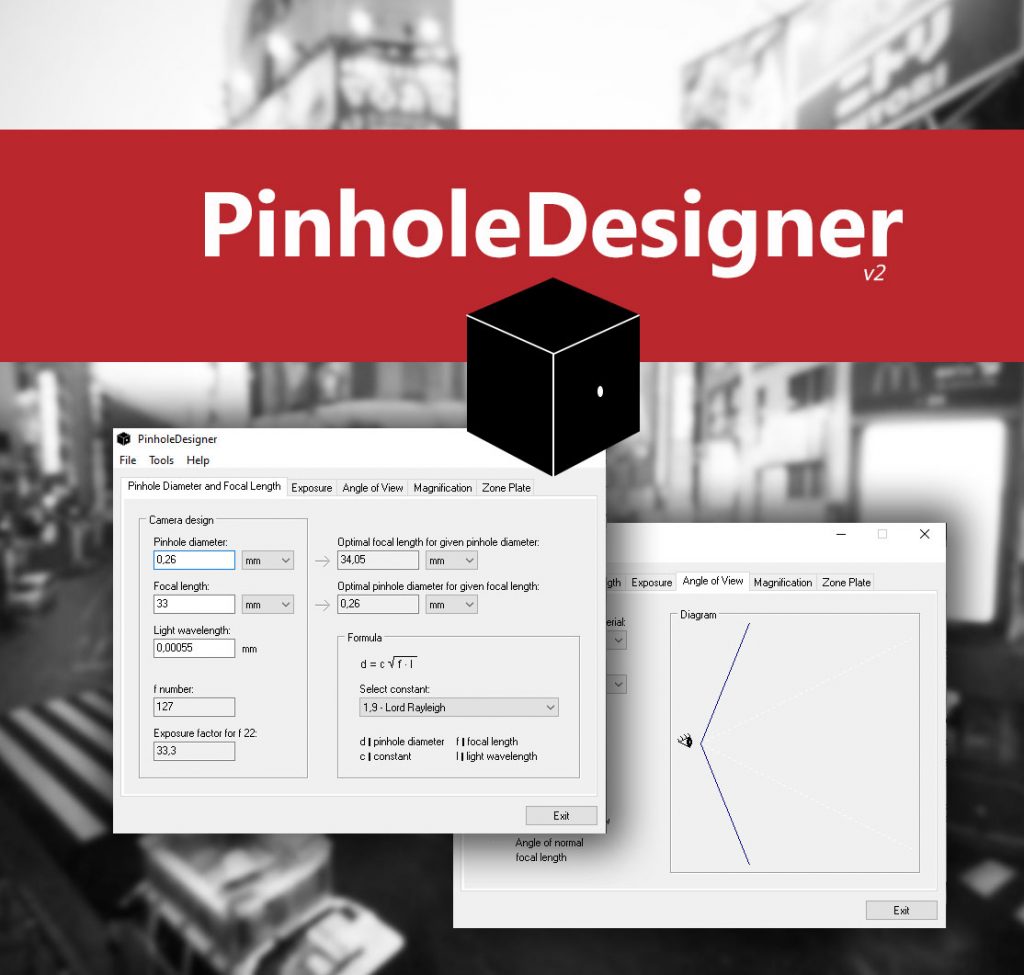 Pinhole Designer, software to help build your pinhole camera